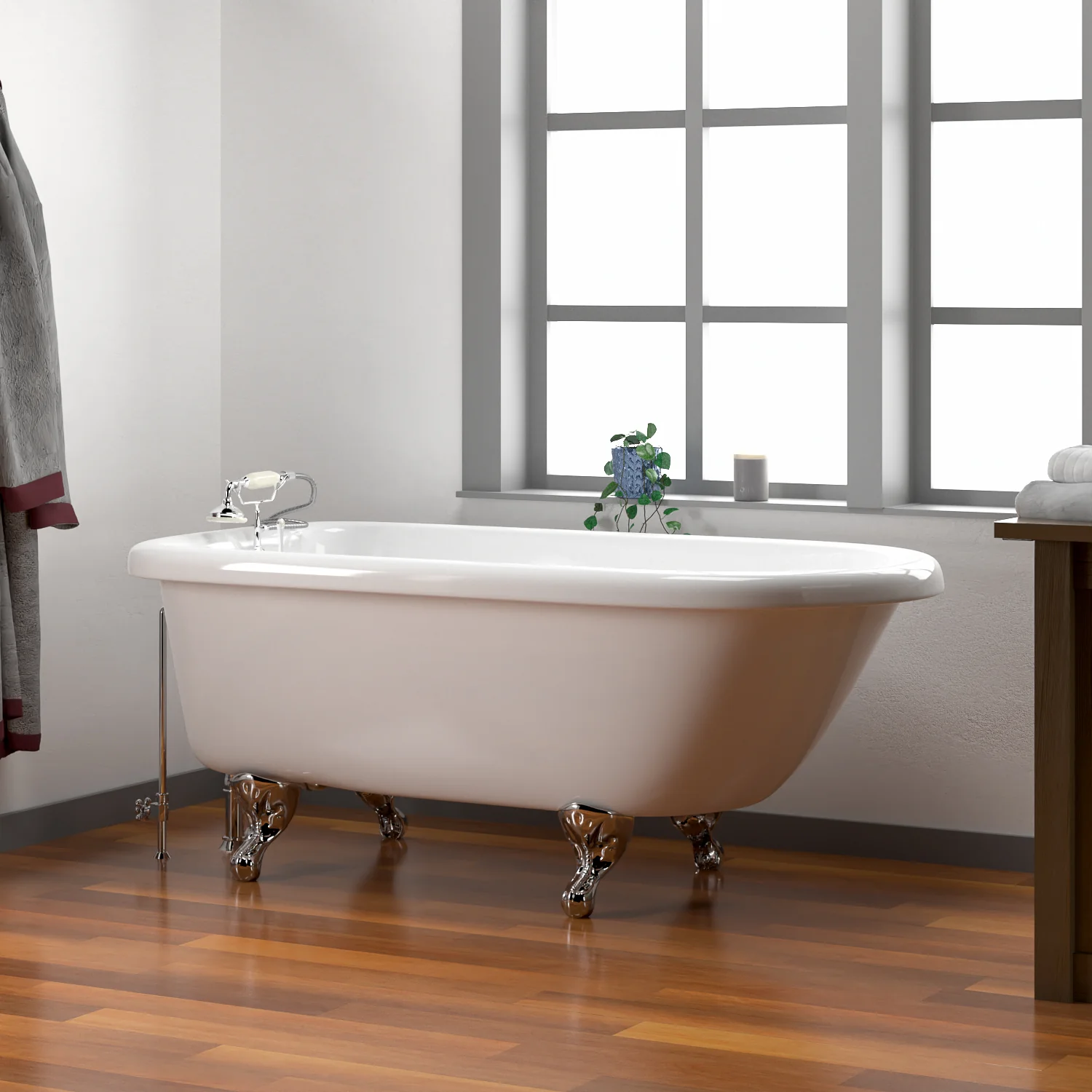 Anthea 60" Acrylic Roll Top Tub - Image 5