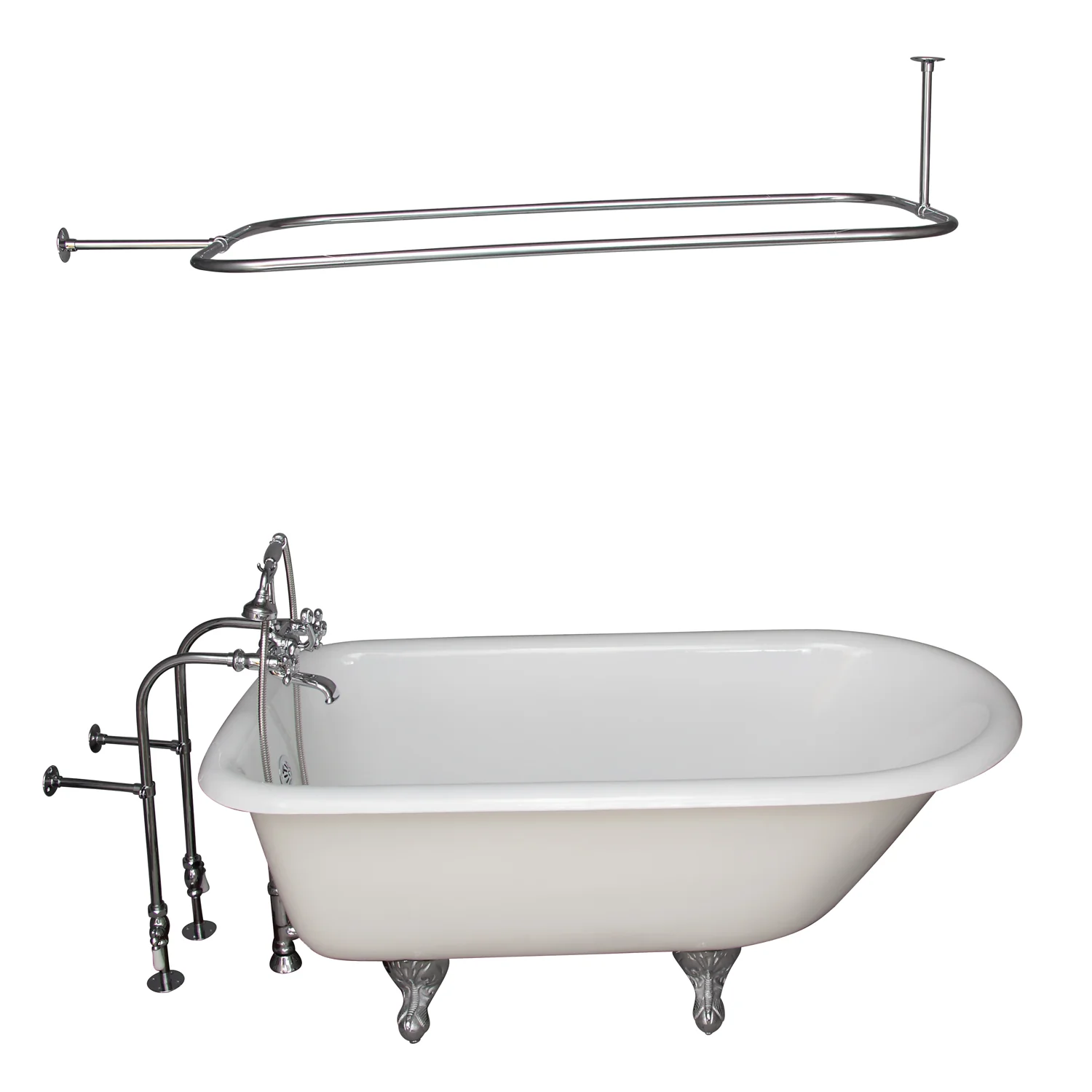 Antonio 55" Cast Iron Roll Top Tub Kit-Polished Chrome Accessories