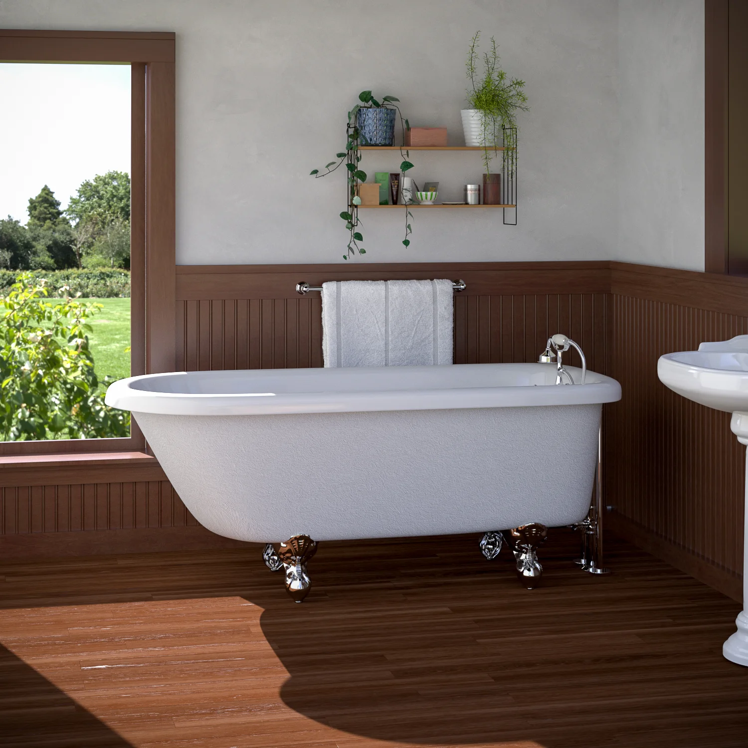 Atlin 67" Acrylic Roll Top Tub - Image 3
