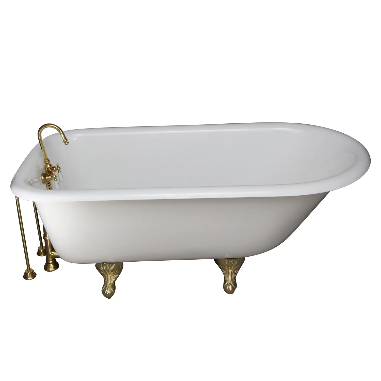 Bartlett 60" Cast Iron Roll Top Tub Kit-Polished Brass Accessories