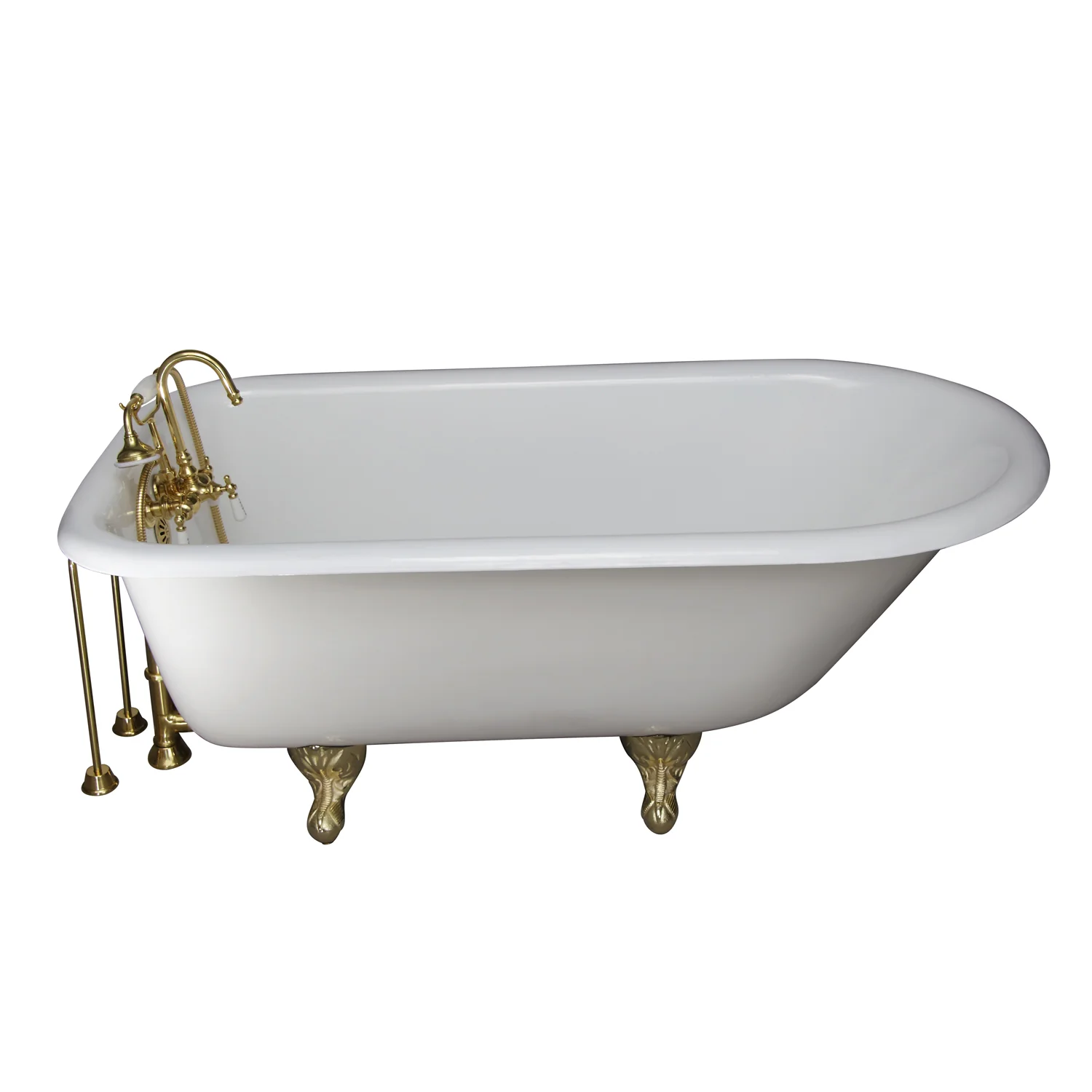 Bartlett 60" Cast Iron Roll Top Tub Kit-Polished Brass Accessories