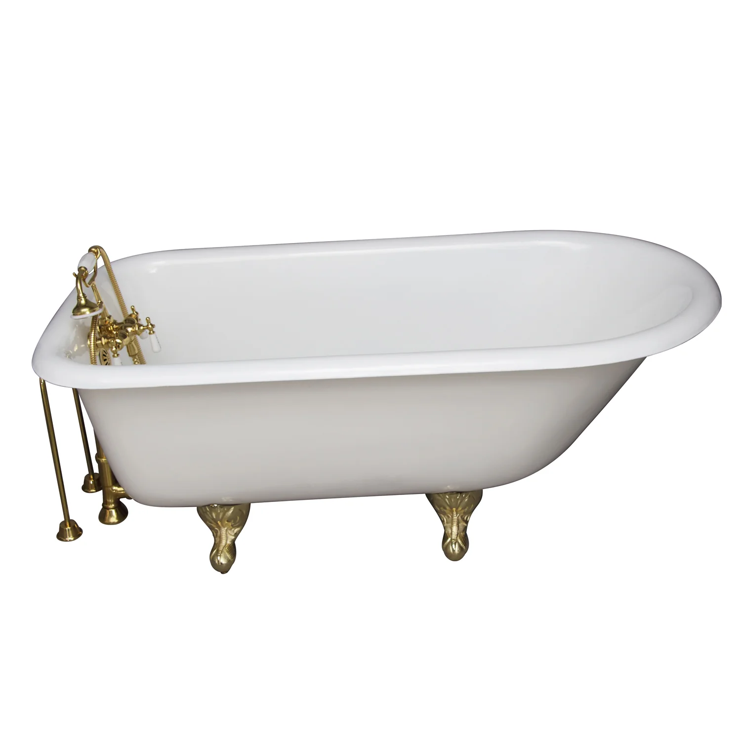 Bartlett 60" Cast Iron Roll Top Tub Kit-Polished Brass Accessories
