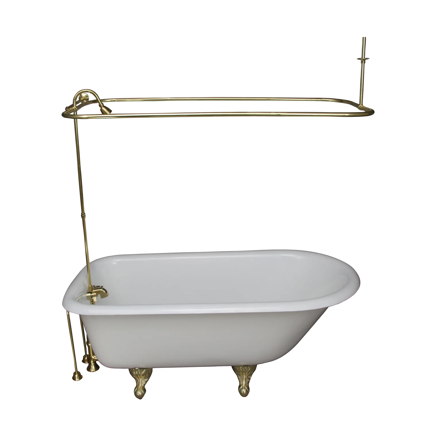 Brocton 65″ Cast Iron Roll Top Tub Kit – Polished Brass Accessories