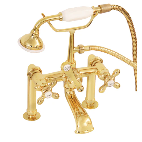 Clawfoot Tub Filler – Elephant Spout, Hand Held Shower, 6″ Elbow Mounts - Image 3