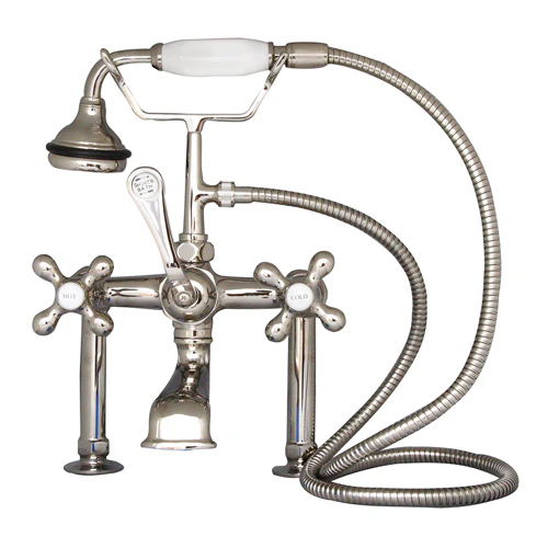 Clawfoot Tub Filler – Elephant Spout, Hand Held Shower, 6″ Elbow Mounts - Image 4