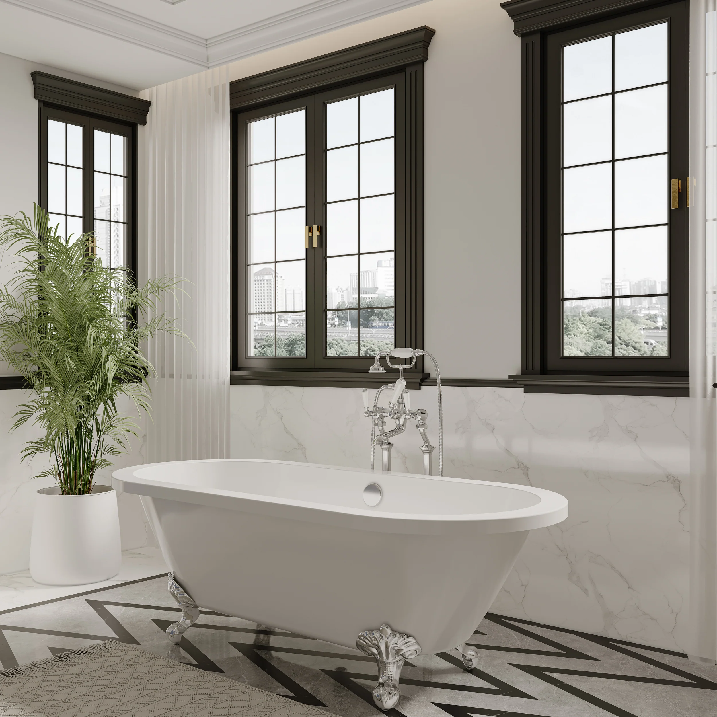Compton 70" Acrylic Double Roll Top Tub with Imperial Feet - Image 4