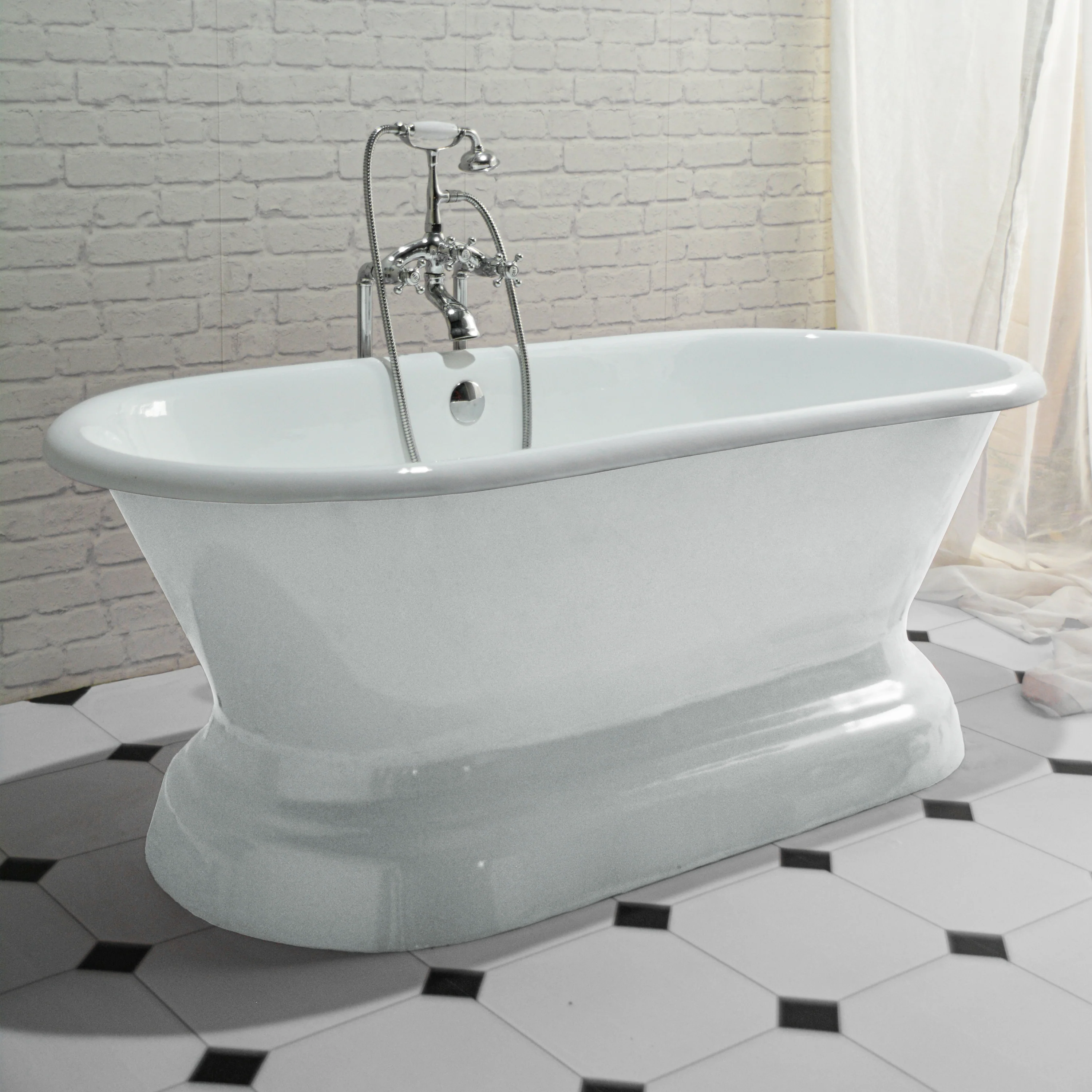 Duet 66" Cast Iron Double Roll Top Tub on Base - Image 4