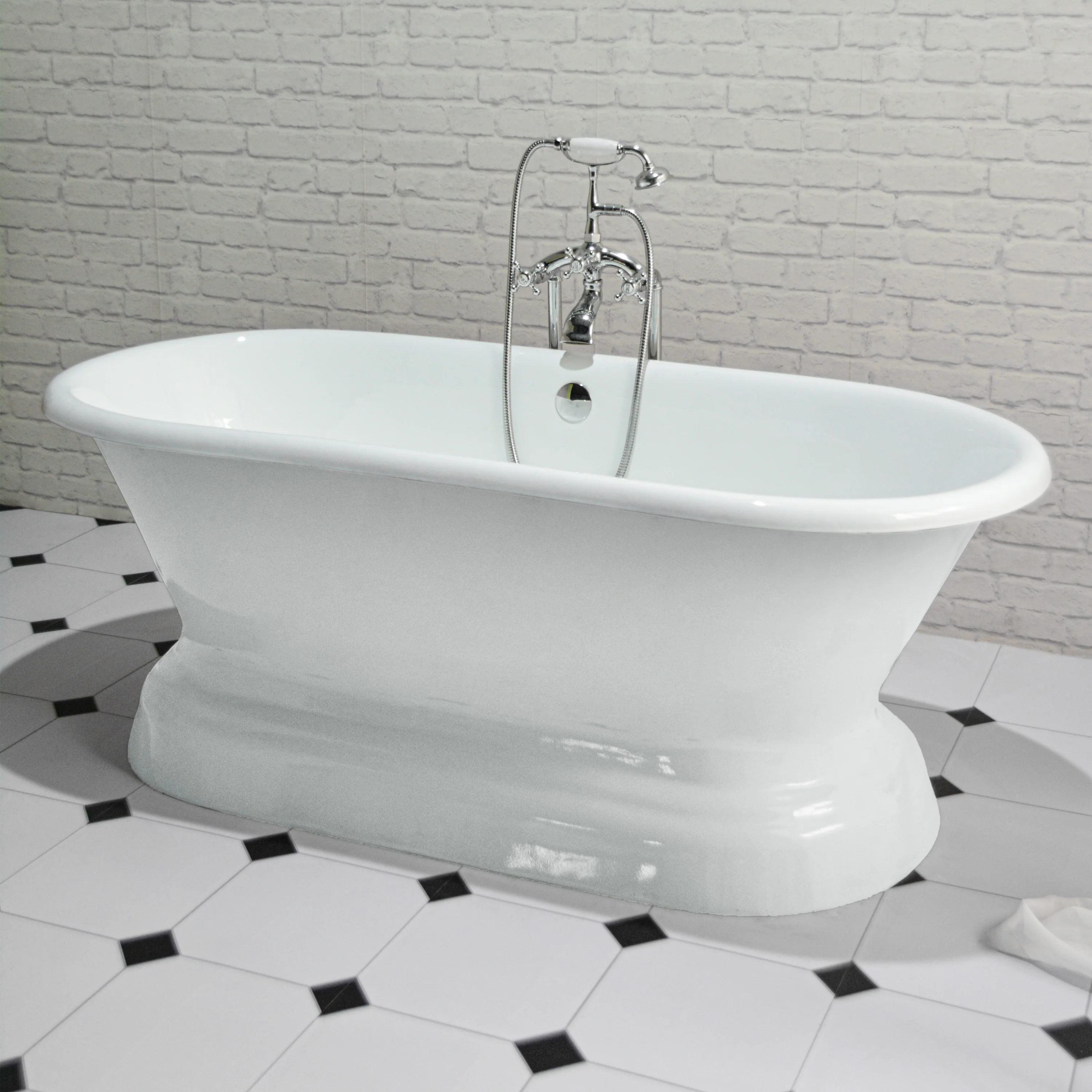 Duet 66" Cast Iron Double Roll Top Tub on Base - Image 6