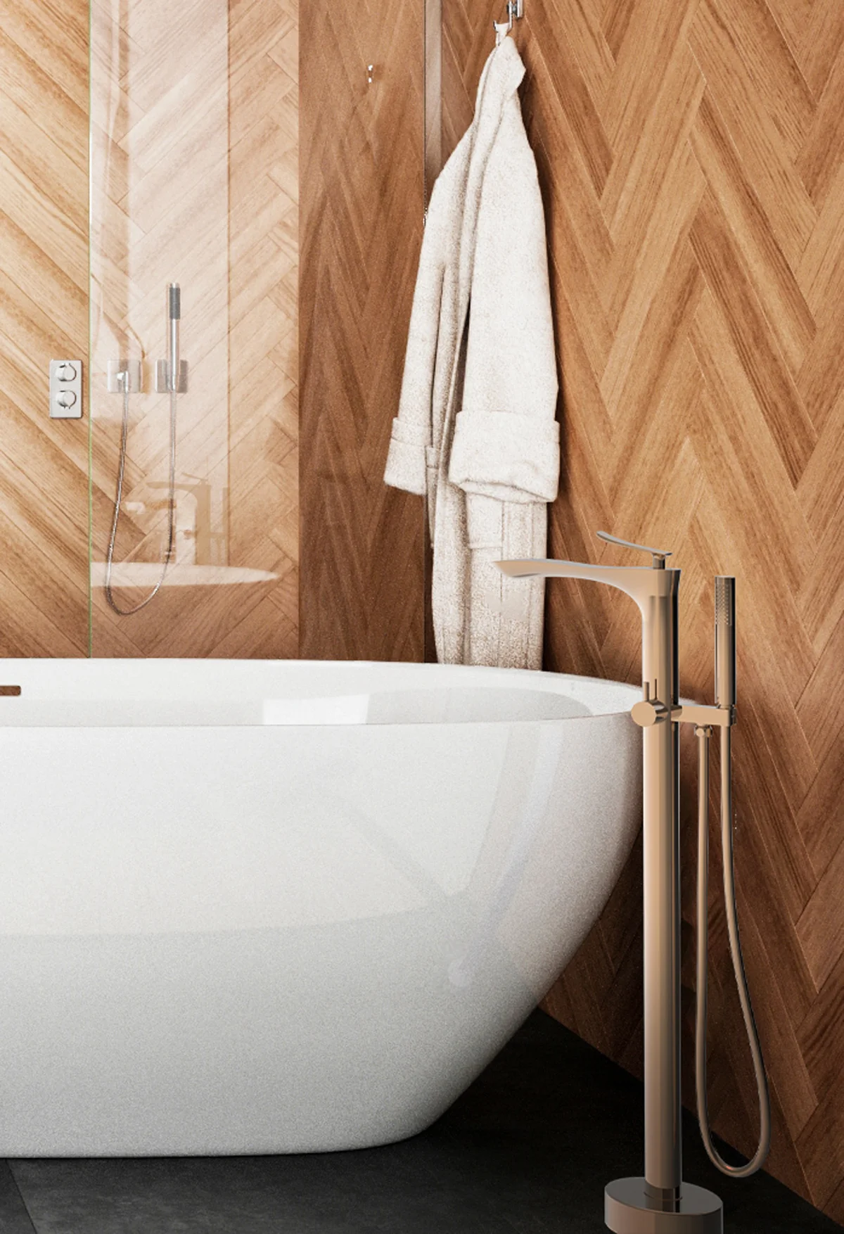 Kayla Freestanding Tub Filler with Hand-Shower - Image 7
