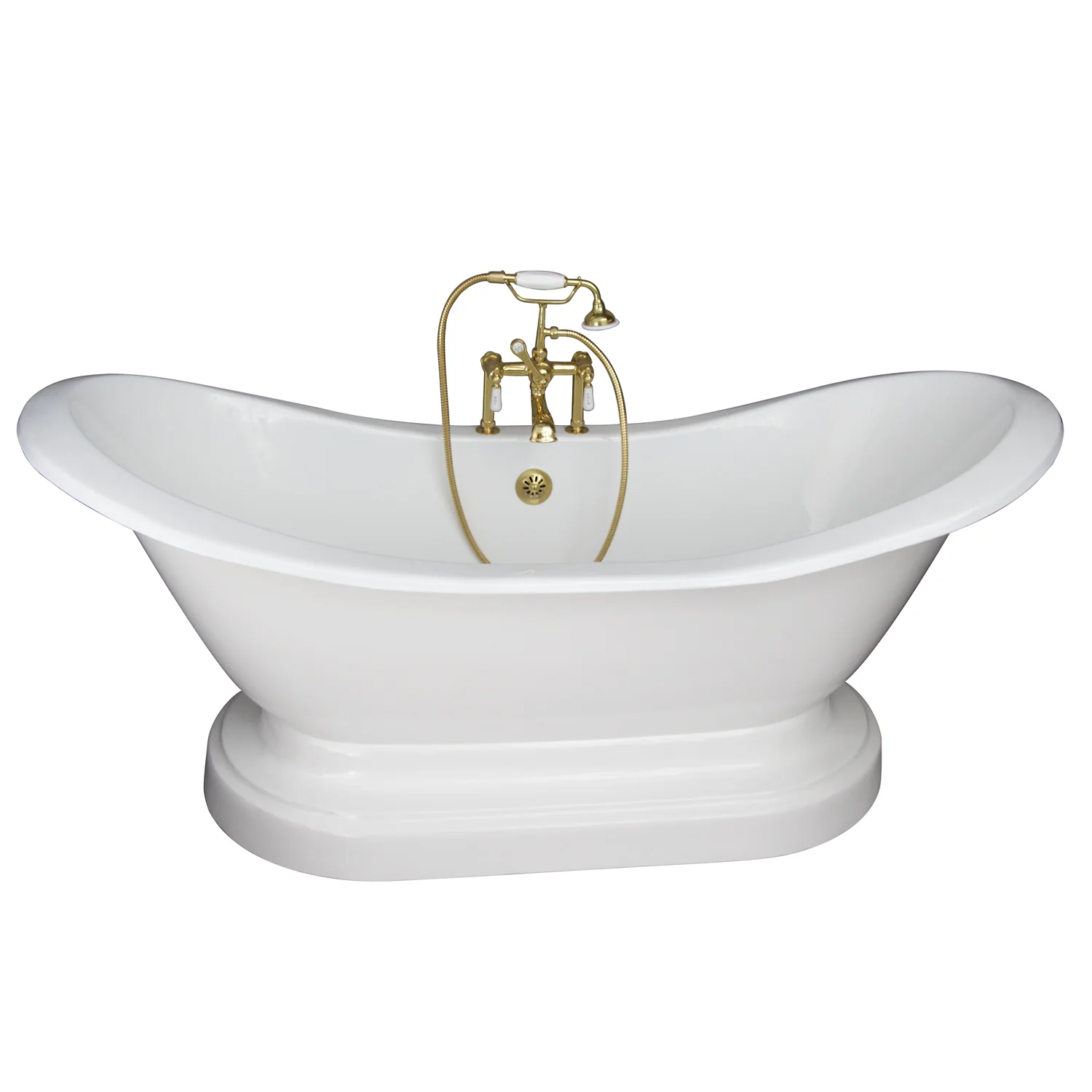 Marshall 72″ Cast Iron Double Slipper Tub Kit – Polished Brass Accessories