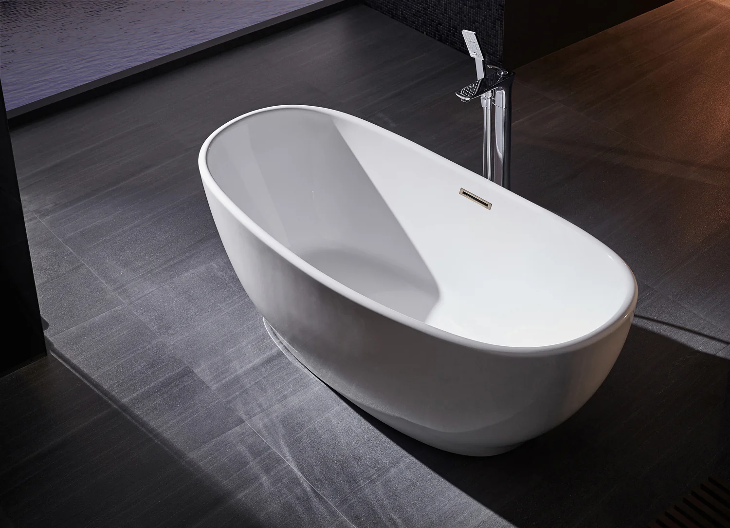 Mystique 59" Acrylic Double Slipper Tub with Integral Drain - Image 5