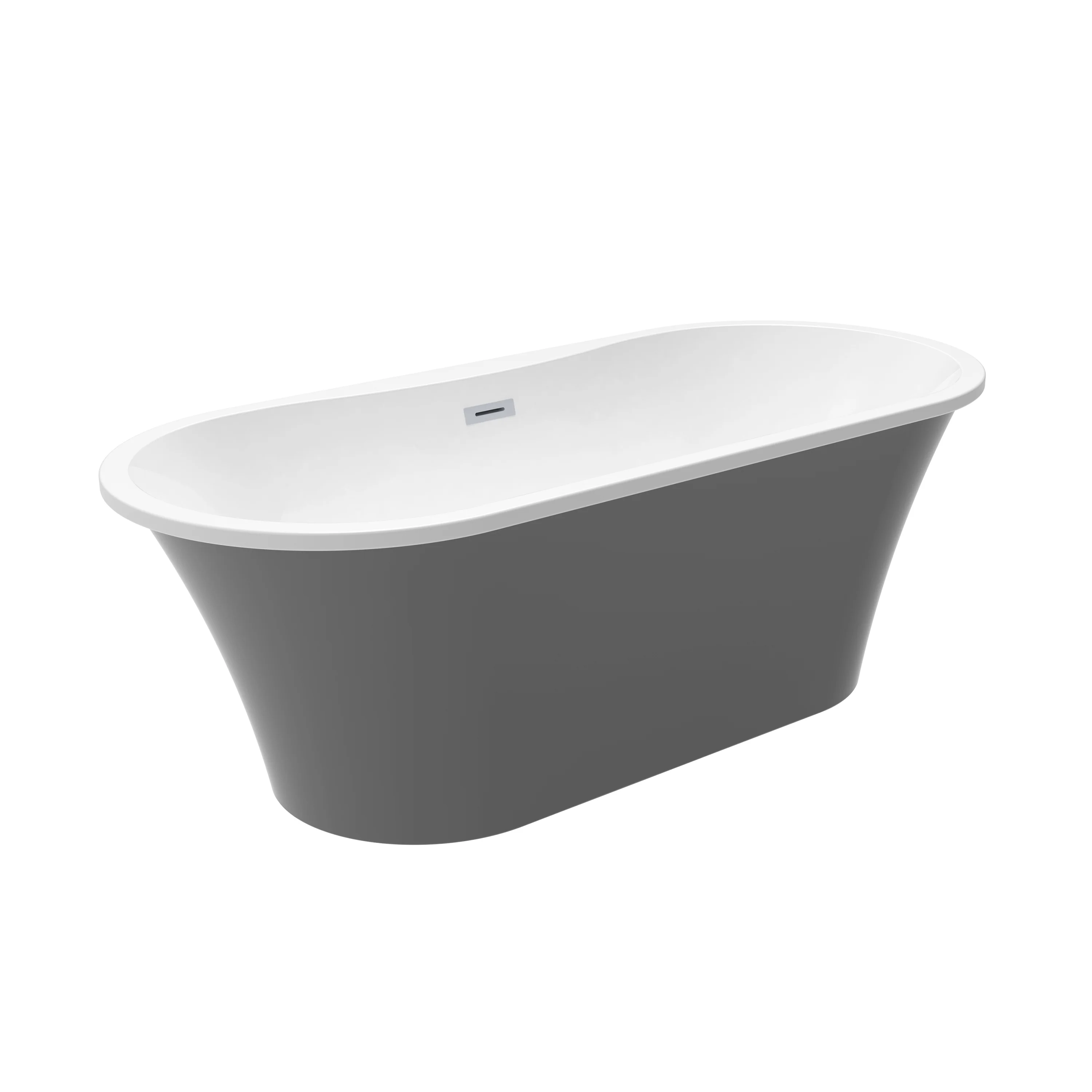 Nouri 66" Acrylic Freestanding Tub with Integral Drain in Light Grey - Image 2
