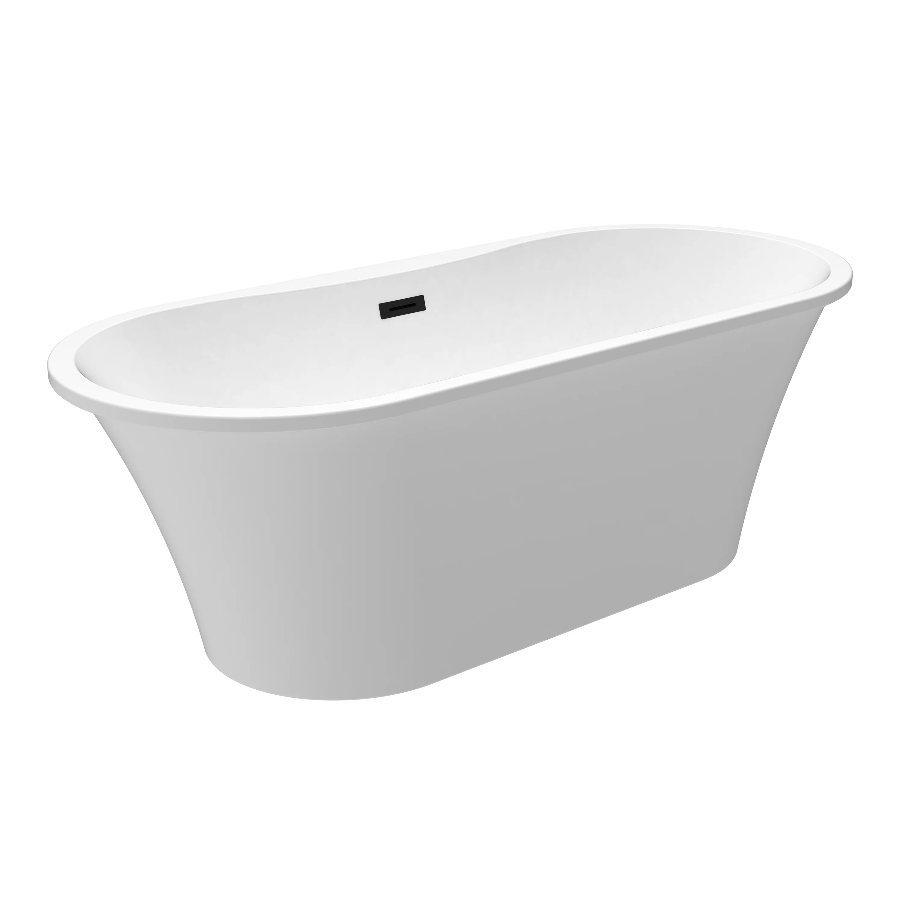 Nouri 66" Acrylic Freestanding Tub with Integral Drain in Matte White - Image 2