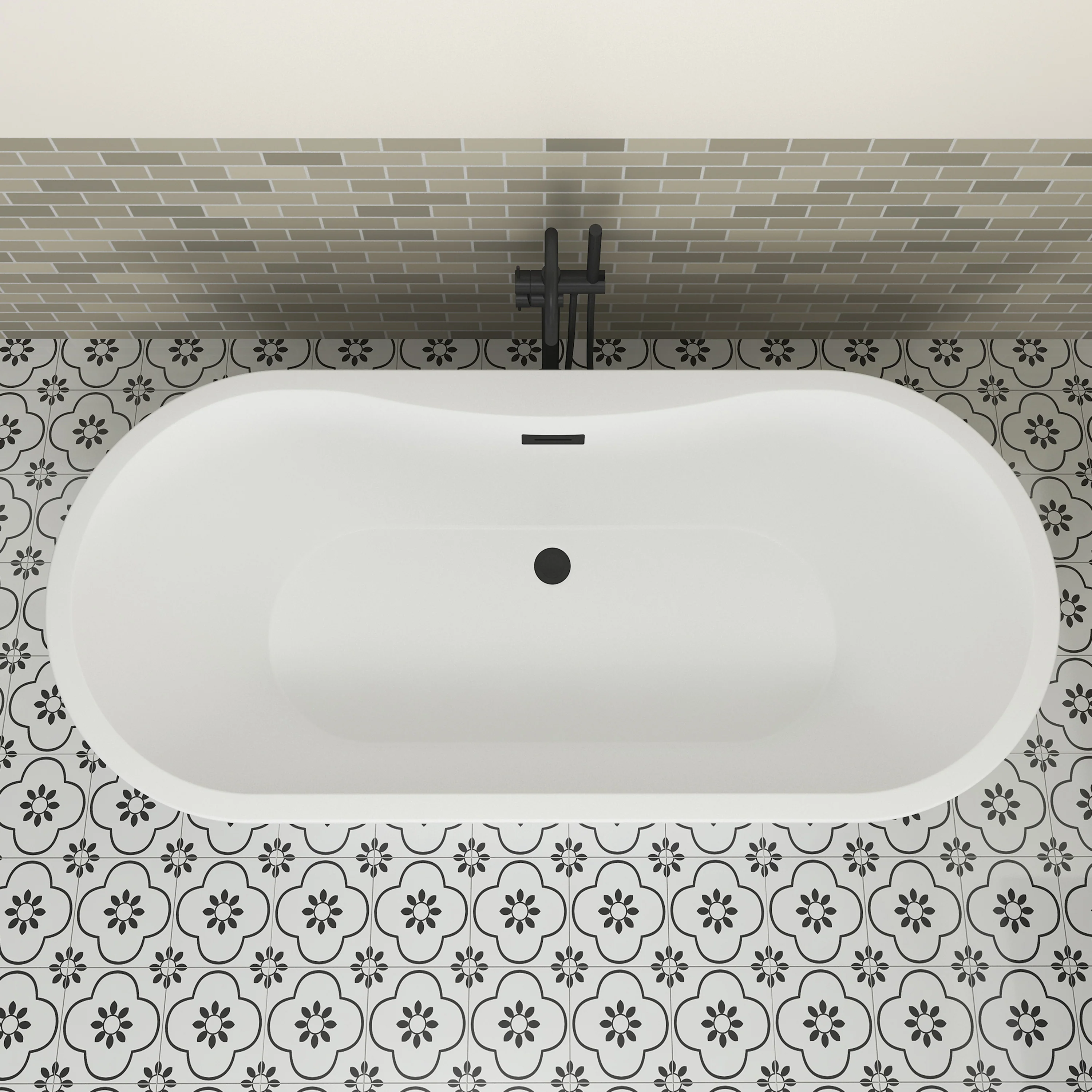 Nouri 66" Acrylic Freestanding Tub with Integral Drain in Matte White - Image 7