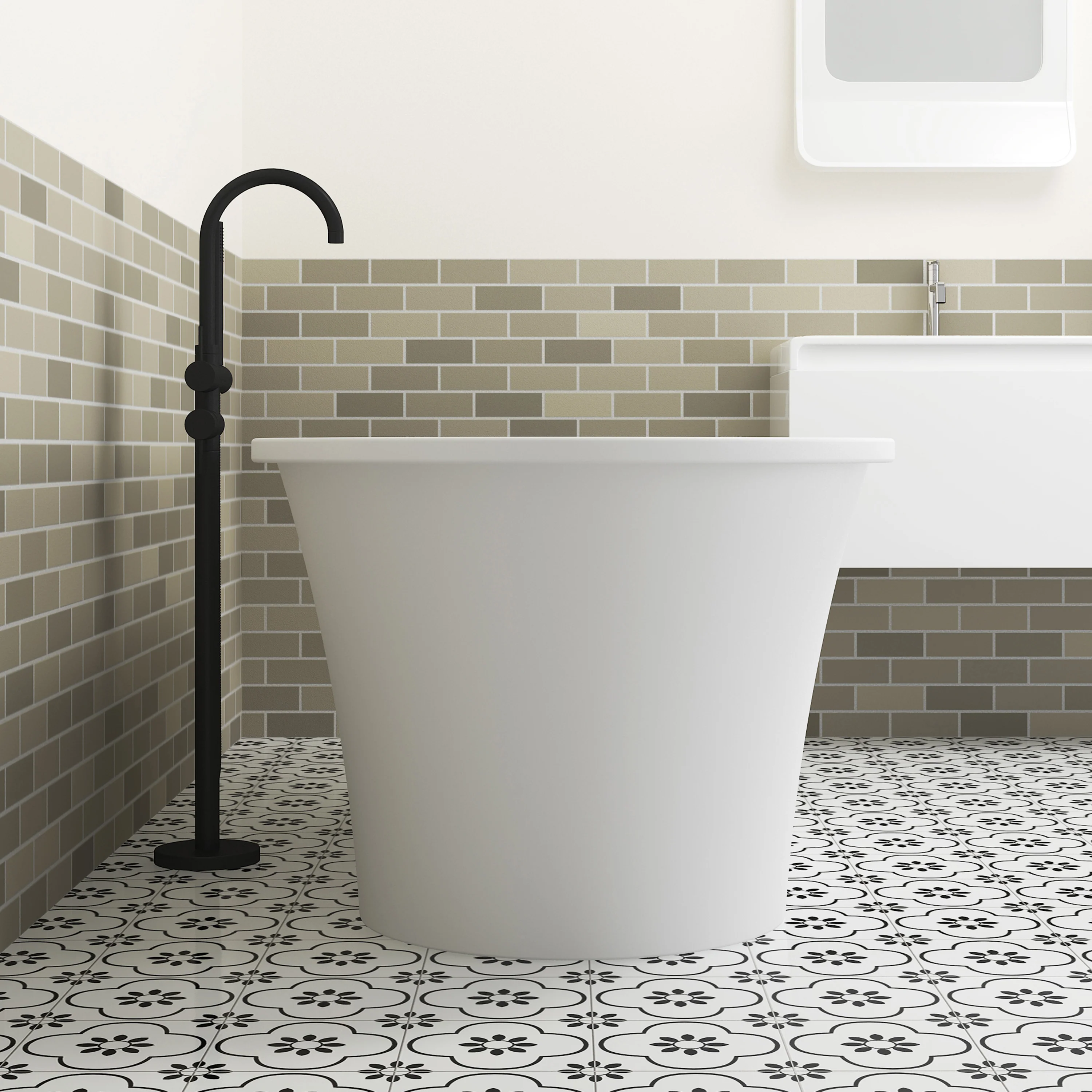 Nouri 66" Acrylic Freestanding Tub with Integral Drain in Matte White - Image 8