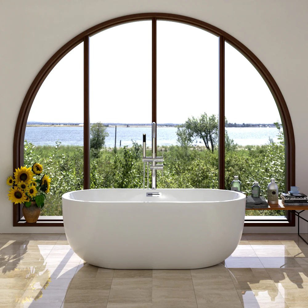 Pilar 65" Acrylic Freestanding Tub with Integral Drain and Overflow - Image 5