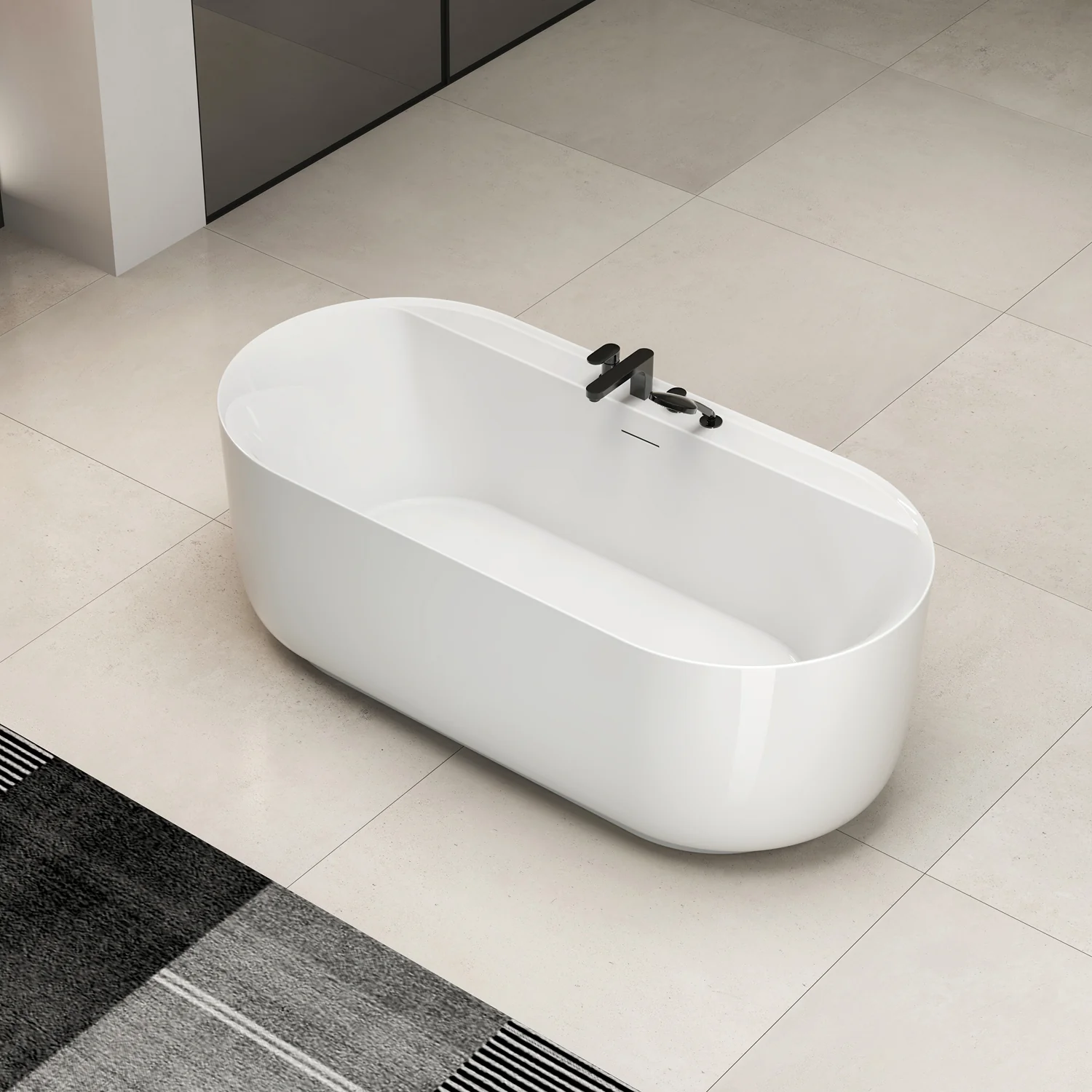 Rollins 67" Acrylic Tub in Gloss White - Image 6