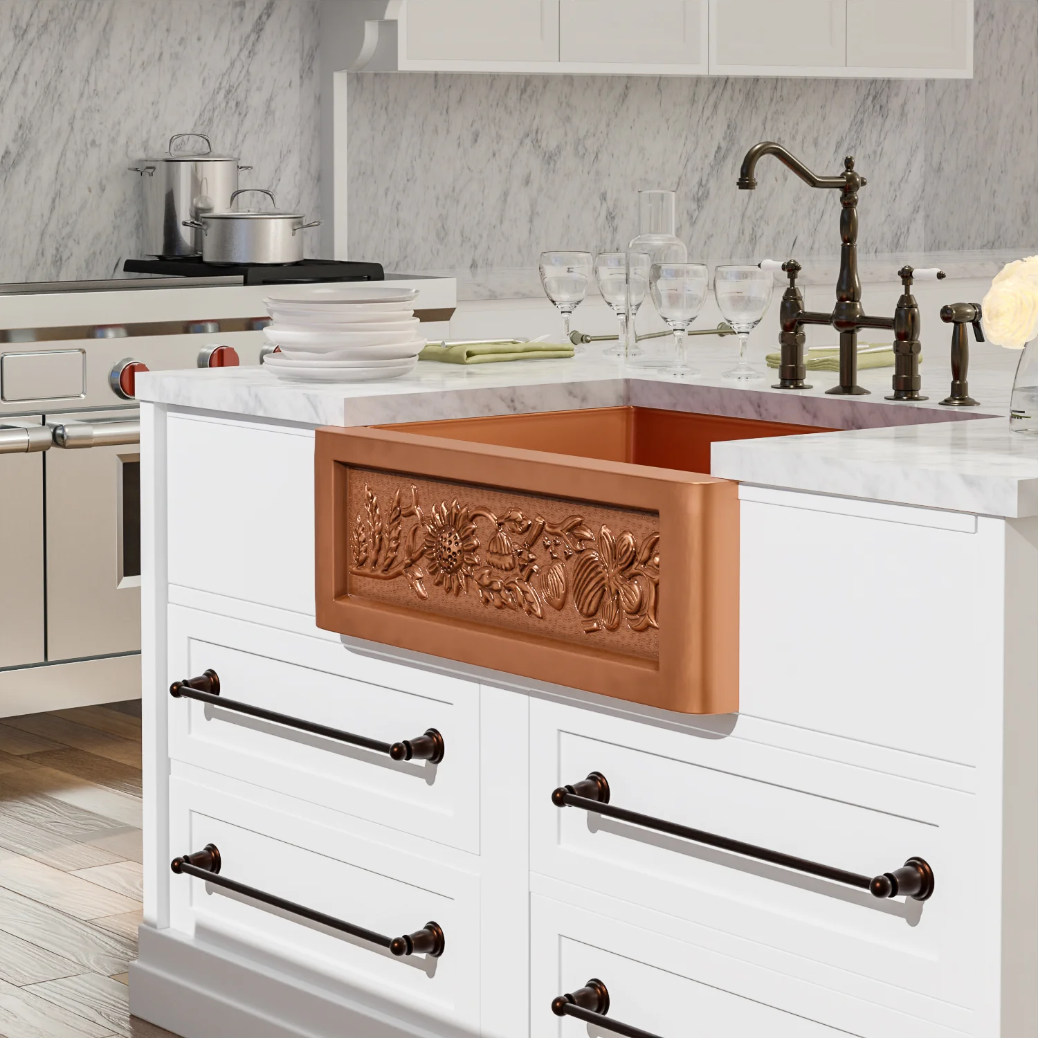 Sunflower Single Bowl Copper Apron-Front Sink – 30″ - Image 5