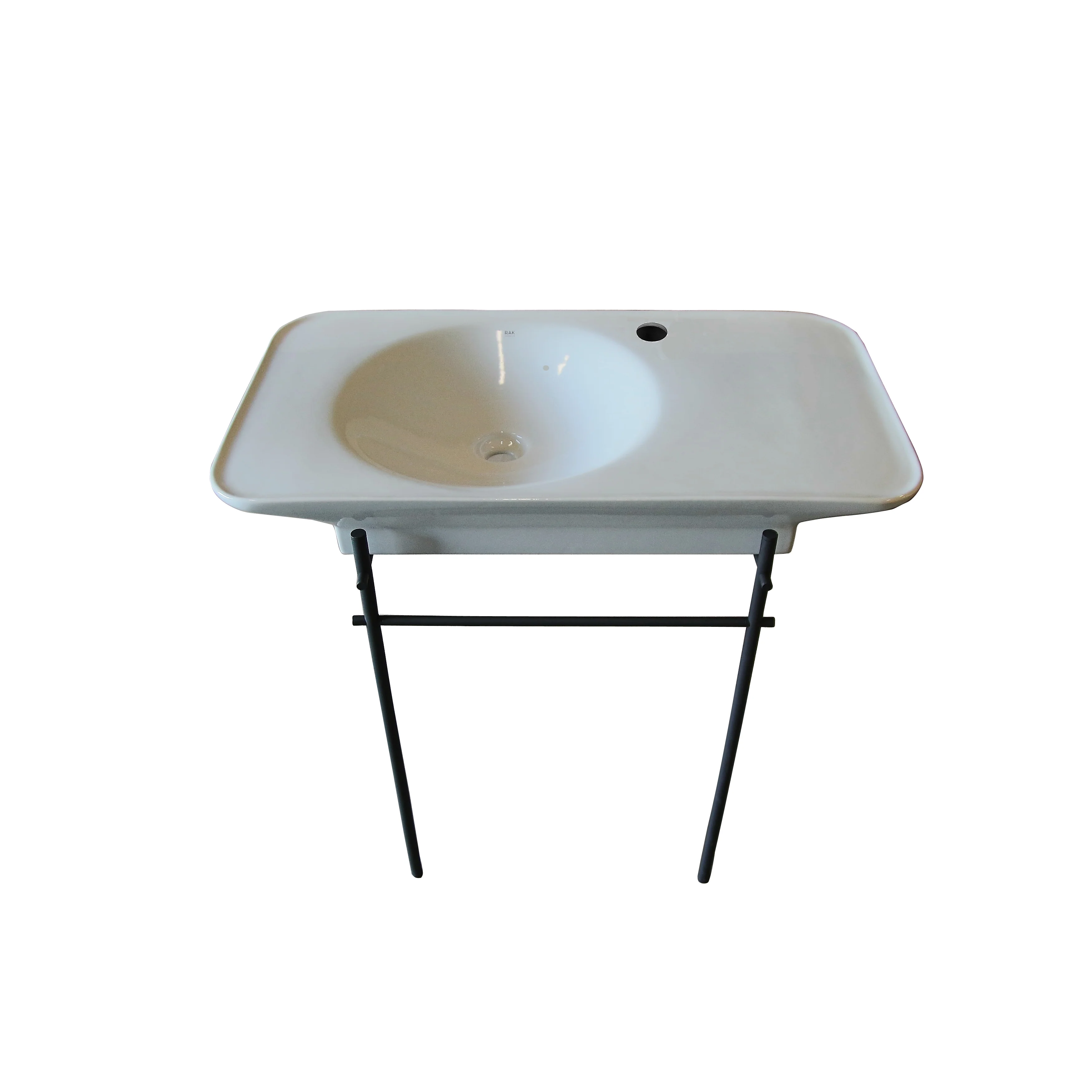 Valet 36" Console With Brass Stand, Matte Black - Image 3